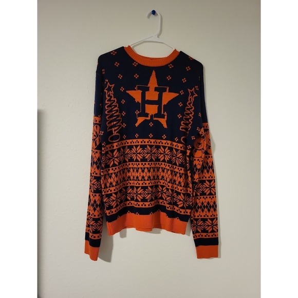Houston Astros Ugly Christmas Sweater Men's Size M Navy Orange MLB